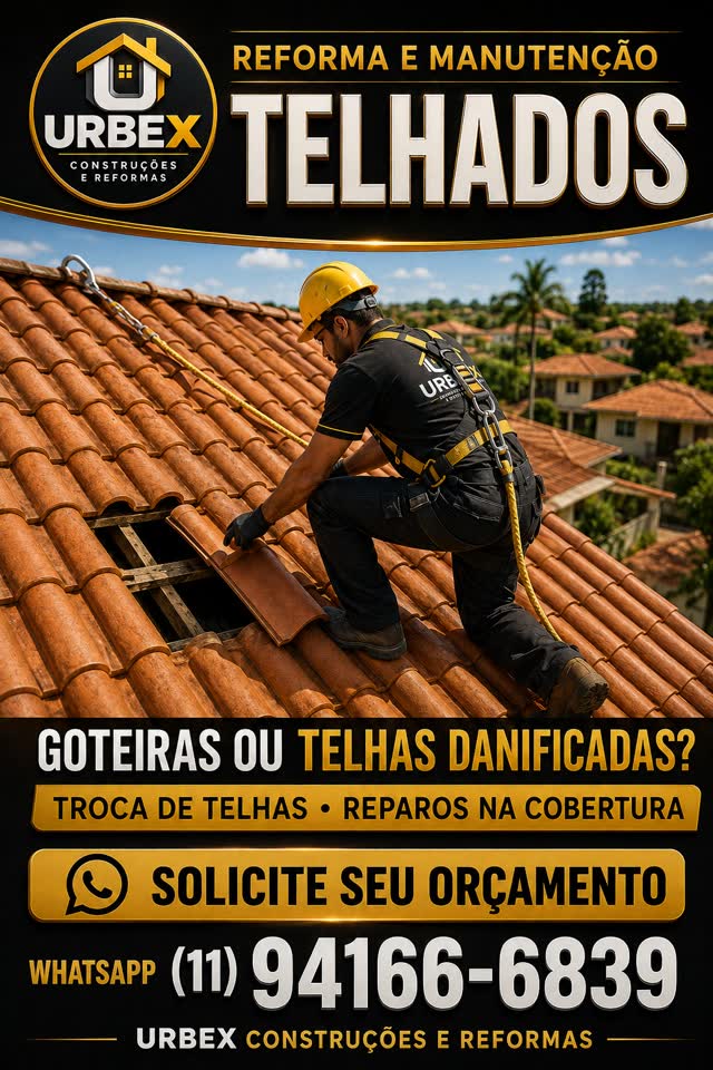 Cartaz URBEX: reforma e manutenção de telhados