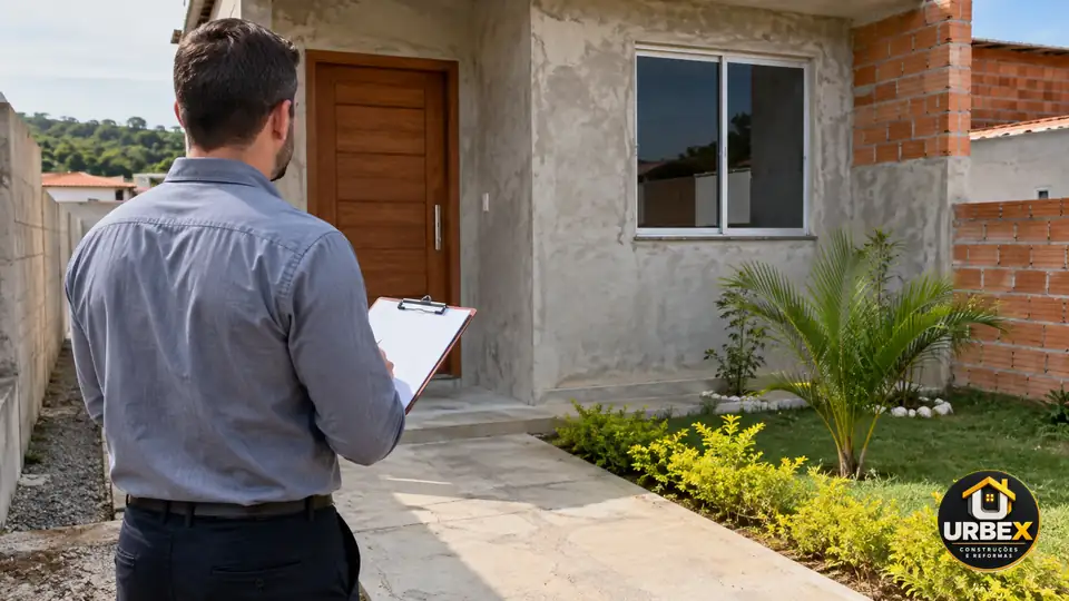 Imagem ilustrativa da modalidade Construção para imobiliárias e seus clientes, gerada por IA, com logo URBEX